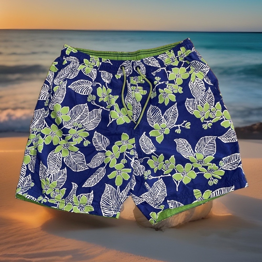 Reyn Spooner Swim Trunks Men M Floral Hawaiian Beach Island Resort Cruise